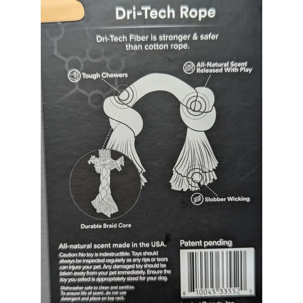 Playology Dri-Tech Rope, Peanut Butter Scented Blue Dog Toy for Small Dogs
